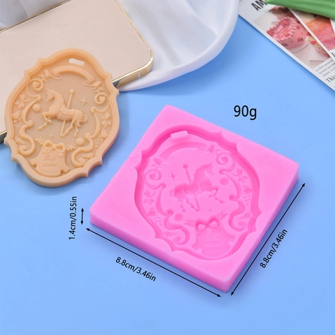 Carousel Silicone Mold Best Wishes Embossed Design For DIY Baking Cake Decorating Aromatherapy Wax Crafting Flexible Tool
