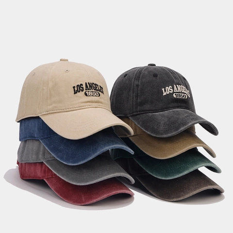 Cappellino da Baseball in Cotone Lavato Vintage per Uomo Donna Los Angeles 1850 Ricamo Regolabile Distressed Berretto da Sole Sport All'aperto Casual Dad Hat