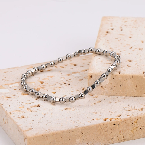 Bracciale A Sfere In Acciaio Inossidabile 304 Minimalista Maglie Geometriche Tonde E Quadrate Gioielli Hip Hop Trendy