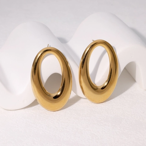 Orecchini A Lobo Ovali Cavi Geometrici Minimalisti In Acciaio Inossidabile Per Donna Gioielli Leggeri Lisci Lucidati