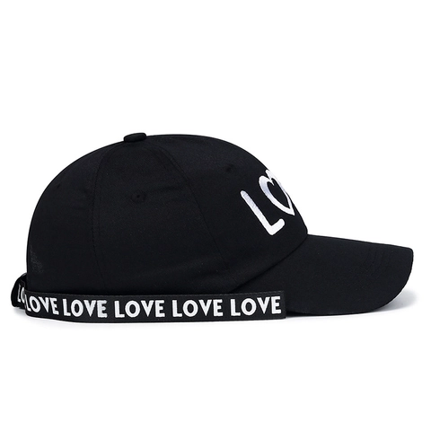 Baseball Cap Cotton Polyester LOVE Heart Embroidery Adjustable Ribbon Strap Fashion Sunshade Outdoor Unisex Headwear