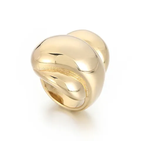 Chunky Irregular Heart Shape Ring Stainless Steel 18K Gold Plated Polished Metal Jewelry For Women French Ins Style