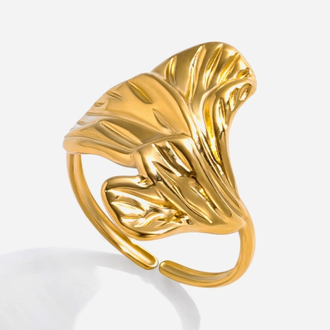 Ginkgo Leaf Flower Butterfly Ring Stainless Steel Adjustable Open Band Trendy Jewelry For Women