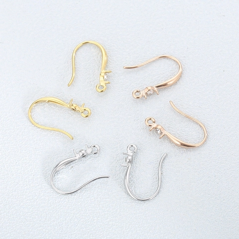 Stainless Steel Earring Hooks With Zircon Rhinestone DIY Jewelry Making Findings Fish Hook Components For Women