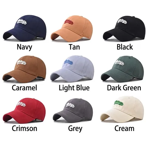 Vintage 3D Embroidered Cotton Baseball Cap For Men Women Adjustable Retro Outdoor Sun Hat Classic Unisex Dad Hat