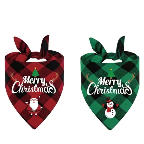 Bandana De Navidad Para Mascotas Algodón Poliéster Cuadros Bufanda Triangular Para Perros Gatos Accesorio De Fiesta Festiva