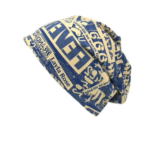 Berretto Slouchy Misto Cotone Stampa Giornale Retrò Hip Hop Streetwear Cuffia Morbida Traspirante Per Donna Uomo