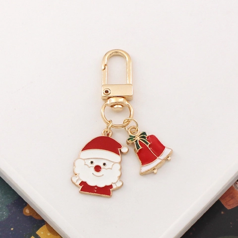 Natale Babbo Natale Portachiavi Lega Smalto Campanello Pendente Borsa Ornamento Appeso Regalo Di Natale Cartone Animato Carino Moda
