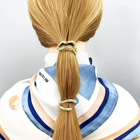 Flüssiges Metalllegierung Haarhaken U-Förmige Pferdeschwanzclip Irreguläre Welle Minimalistischer Nischenstil Kopfschmuck Damen