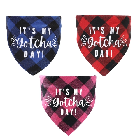 Bandana Pour Animaux En Coton Buffalo Plaid Anniversaire Gotcha Day Écharpe Pour Chiens Et Chats