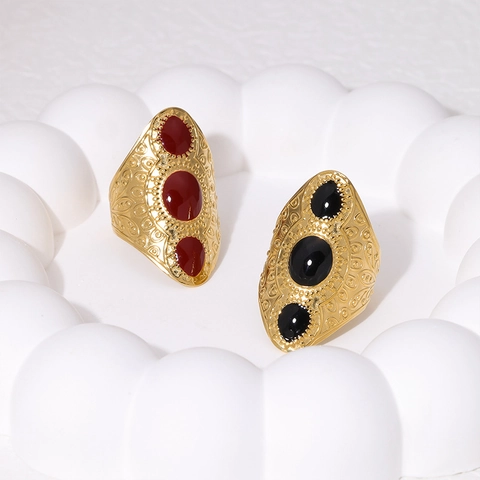 Verstellbare Offene Ringe Edelstahl 18K Vergoldet Minimalistische Geometrische Herz Böser Blick Vielseitiger Schmuck Für Damen