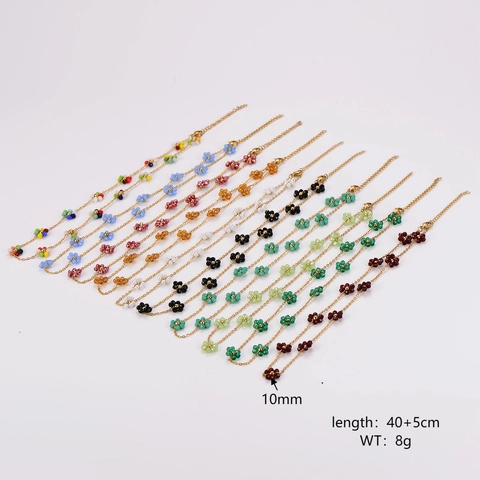 Daisy Flower Necklace 304 Stainless Steel 18K Gold Plated Beaded Korean Minimalist Jewelry For Women