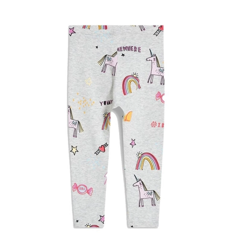 Leggings Da Ragazza In Maglia Di Cotone Con Stampa Unicorno Arcobaleno Vita Elastica Pantaloni Slim Fit Per Bambini
