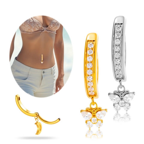 Schmetterling Anhänger Bauchnabelpiercing G23 Titan Zirkon Eingelegt Nabelpiercing Körperschmuck Damen Sexy Accessoires