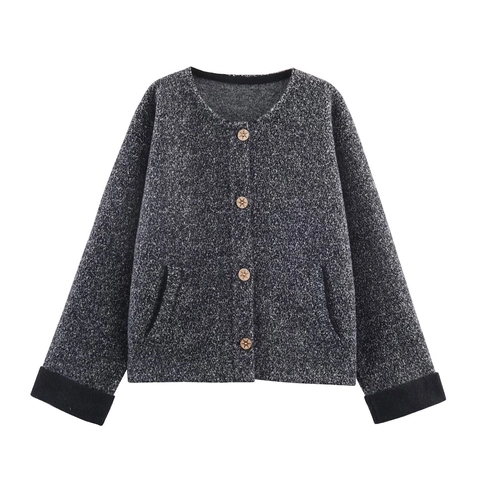 Giacca Cardigan In Maglia Da Donna Girocollo Vestibilità Comoda Maglione In Maglia Retro Con Bottoni In Legno Stella E Tasche