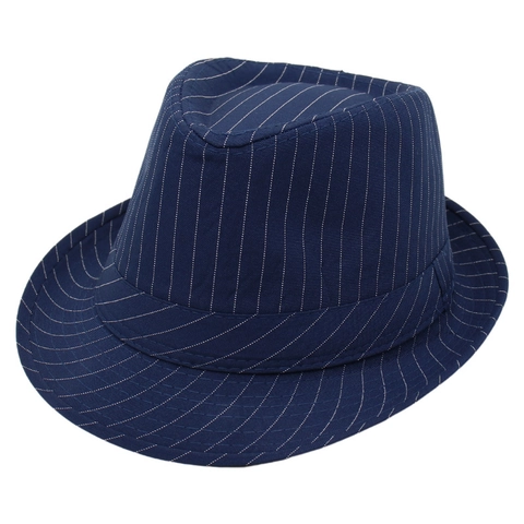 Cappello Fedora A Righe Misto Cotone Ala Corta Top Piatto Retro Jazz Stile Britannico Uomo Donna Unisex