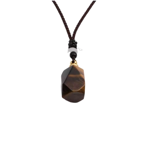 Perfume Bottle Pendant Necklace Natural Gemstone Essential Oil Diffuser Aromatherapy Refillable Geometric With Braided Rope