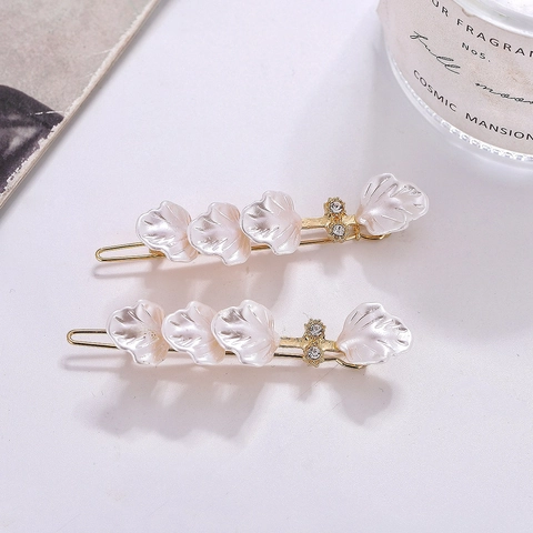 Bloemen Haarclip Legering Imitatie Schelp Kunstparelmoer Stijl Strass Accenten Satijnn Haarspeld Koreaans Zoet Voor Vrouwen