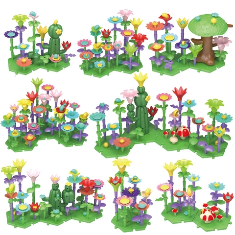 Blocchi Da Costruzione Per Giardino DIY Giocattoli Di Fiori In Plastica ABS Colorata Attività Educativa Per Bambini
