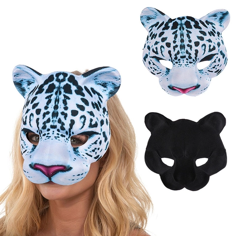 Snow Leopard Tiermaske Halbmaske EVA Stoff Für Maskenball Party Cosplay Halloween Karneval Zubehör