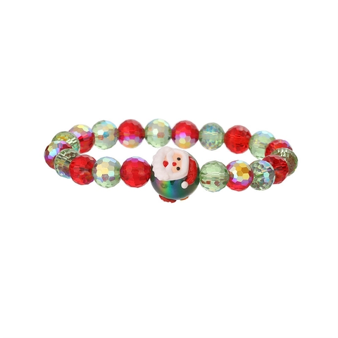 Christmas Beaded Bracelet With Polymer Clay Alloy Enamel Santa Snowman Tree Charms Holiday Jewelry Gift For Women