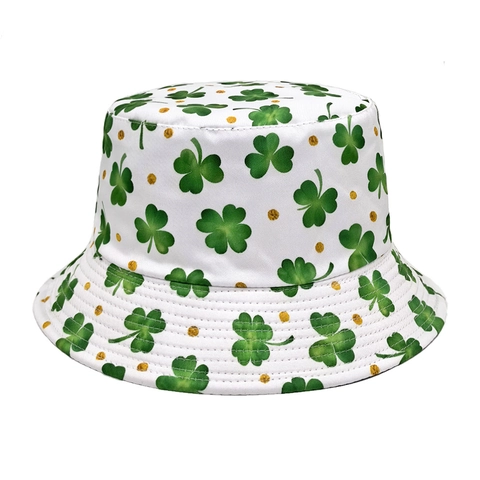 St Patricks Day Vissershoed Klaver Print Zonbescherming Ademend Polyester Buiten Festival Nieuwigheid Pet
