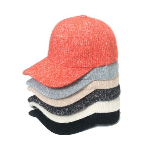 Cappellino Da Baseball In Maglia Bouclé Invernale Caldo Visiera Curva Tinta Unita Moda Poliestere Regolabile Per Donna