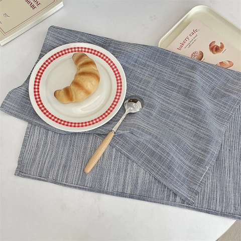 Set De Table En Coton Et Lin Résistant À La Chaleur Anti-Tache Serviette De Table Cuisine Motif Géométrique Feuille