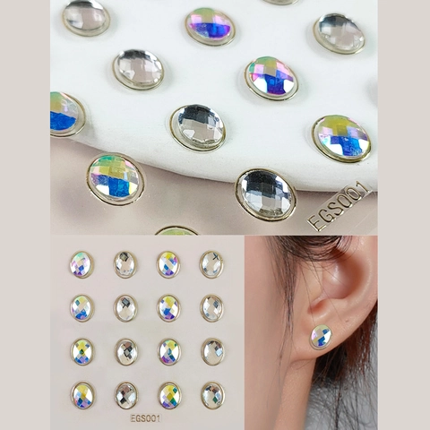 Rhinestone Ear Tattoo Stickers Self-Adhesive Jewelry Gems For Face Makeup Decoration Butterfly Heart Star Shapes