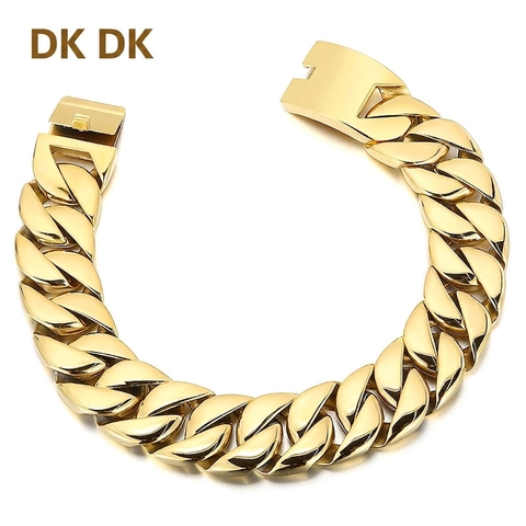 Collier Chaîne Maille Gourmette Robuste Pour Hommes Acier Inoxydable Poli Brossé Style Hip Hop