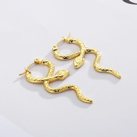 Pendientes De Acero Inoxidable Con Forma De Serpiente Vintage Para Mujeres Color Dorado Estilo Animal Joyería