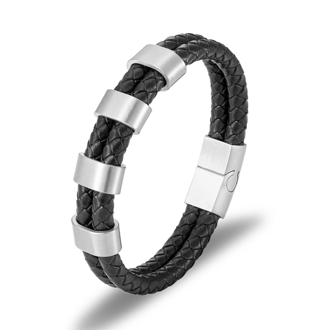 Minimalistisches Vintage Herren Lederarmband Mit Edelstahl Magnetschließe Geflochtenes PU Leder Armreif Für Herren Punk Retro Schmuck Geschenk