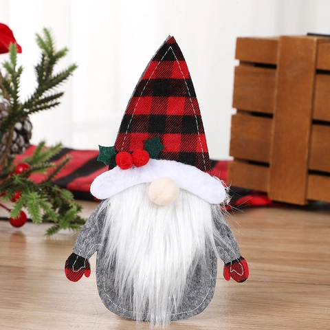 Christmas Gnome Cutlery Pouches Nonwoven Felt Faux Fur Nordic Gonk Table Party Decor Plaid Snowflake Deer Antler Ornaments