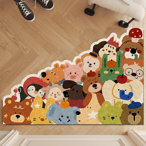 Zerbino Ingresso Animali Cartoni Animati PVC Antiscivolo Impermeabile Resistente Sporco Tappeto Pavimento Casa Decor