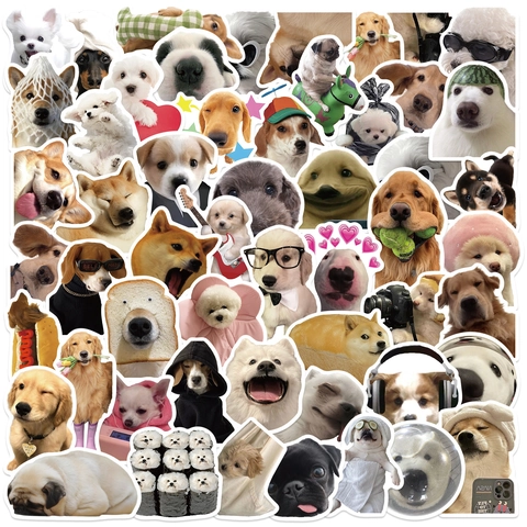 Waterproof PVC Cartoon Dog Meme Graffiti Stickers For Laptop Guitar Luggage DIY Decorative Decals For Kids Adults