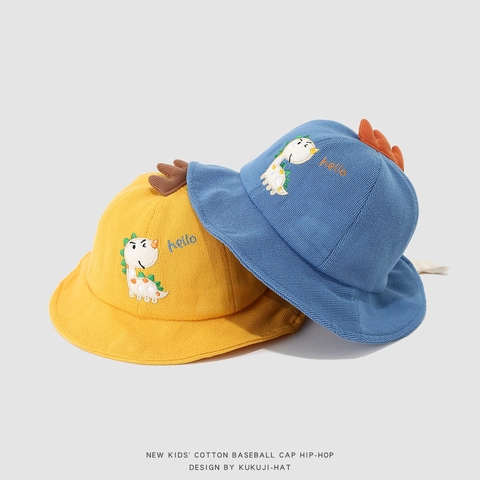 Cappello a Secchiello per Bambini con Dinosauro Cartone Animato Morbido Traspirante Autunnale per Neonati Maschi e Femmine