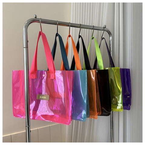 Transparent PVC Tote Bag Large Capacity Fashion Summer Beach Shopping Handbag For Women Casual Clear Shoulder Bag