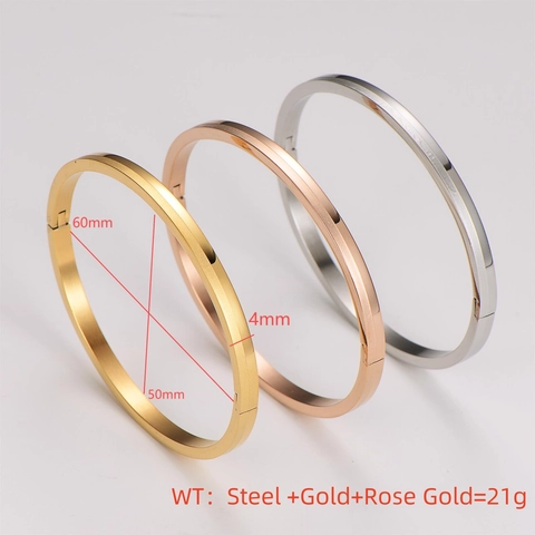 Brazalete Ovalado Con Bisagra Minimalista Joyería De Acero Inoxidable 304 Pulido Color Oro Oro Rosa Plata