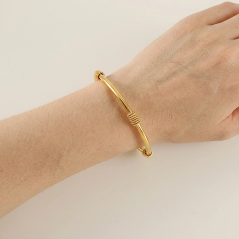 Vintage 18K Gold Plated Stainless Steel Cuff Bracelet For Women Twisted Wire Open Bangle Minimalist Jewelry