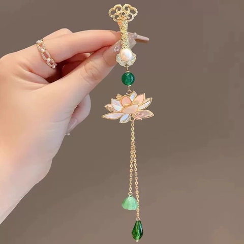 Spilla In Nuovo Stile Cinese Con Nappa Lunga Lega Perla Artificial Sintetica Retro Fiore Drago Accessorio Hanfu Per Donne