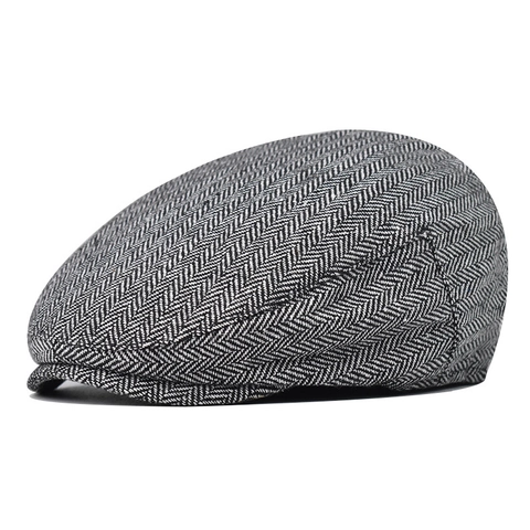 Berretto Piatto Uomo Spina Di Pesce Regolabile Misto Cotone Stile Retro Vintage Autunno Inverno Accessori