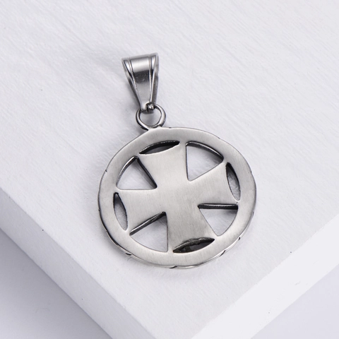 Collana Con Ciondolo Croce Di Malta Rotonda In Acciaio Inossidabile 304 Vintage Per Uomo Donna Gioielli Industriali