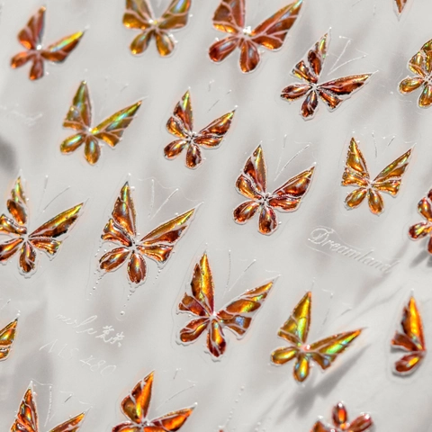 Pegatinas De Uñas De Mariposa Relieve 3D Holográfico Láser Jelly Brillo De Concha Calcomanías Manicura DIY Decoración Mujeres