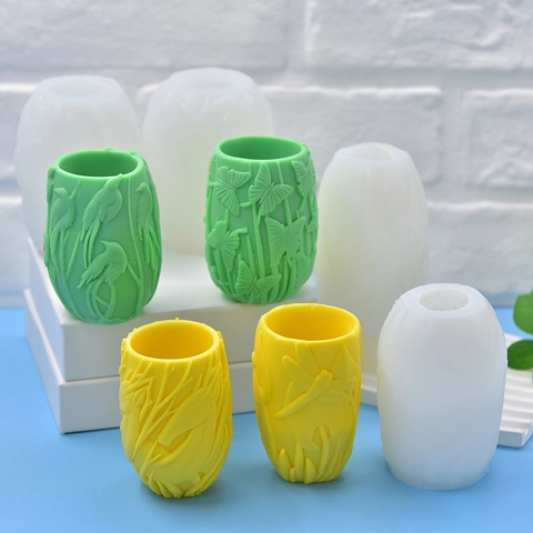 Silicone Mold Nature Embossed Butterfly Bird Dragonfly Deer DIY Handmade Cup Flower Pot Candle Plaster Craft Tool