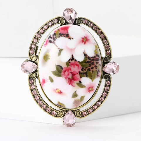 Spilla a Fiore in Lega Vintage Barocca da Donna di Alta Qualità con Strass Smalto Floreale Accessorio Corpetto Gioielli da Banchetto Regalo
