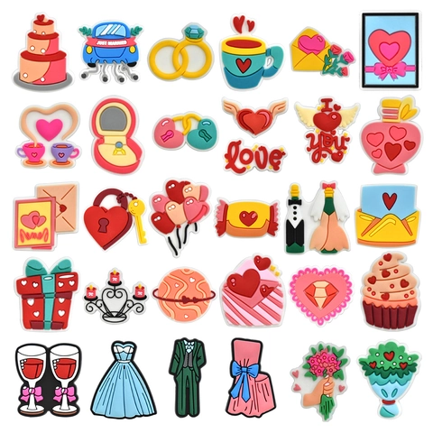 Ciondoli Per Scarpe Tema Matrimonio PVC Gomma Morbida Just Married Amore Decorazione Cartoon Per Zoccoli