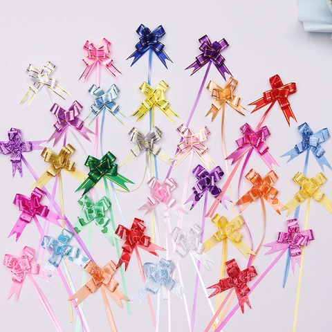Plastic Pull Bows For Gift Wrapping Ribbons Self Pull Decorative Butterfly Bow For Christmas Wedding Party Supplies
