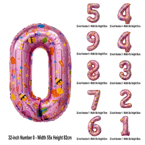 Happy Birthday Printed Number Balloon Aluminum Foil Large Mylar Celebration Party Decoration
