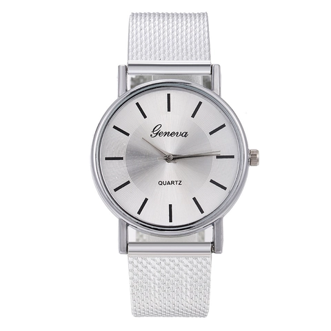 Round Analog Quartz Watch Minimalist Style Metal Mesh Strap Casual Fashion Wristwatch For Men Women Couple Gift