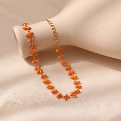Pulsera de Cuentas de Colores Bohemia para Mujer Étnica Hecha a Mano Cobre Chapado en Oro 18K Pulsera de Cadena Ajustable Joyería